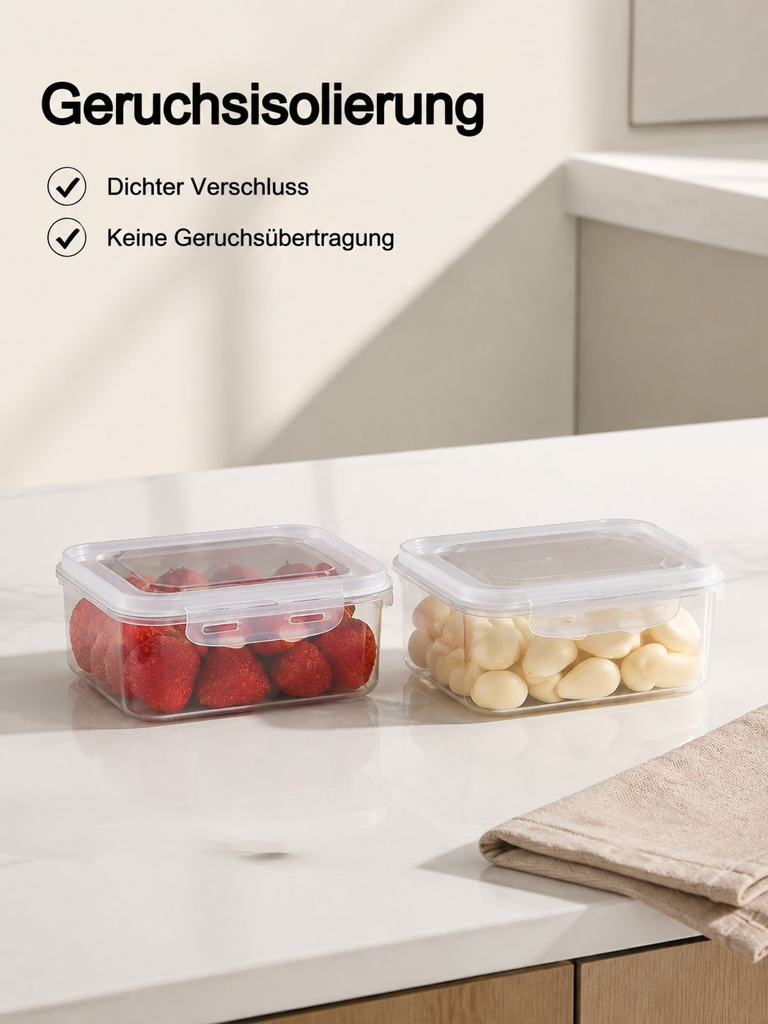 Lebensmittelechte PP Frischhaltebox, Aufbewahrungsbox für Kühlschrank und Küche