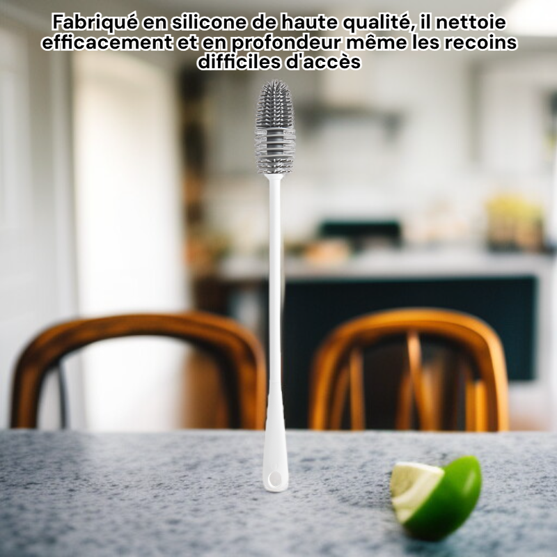 Brosse à tasse en silicone à long manche