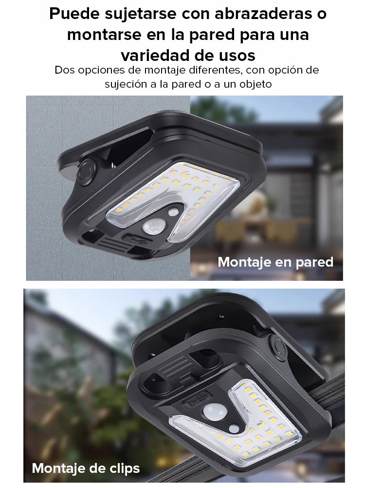Lámpara solar de clip con sensor inteligente 