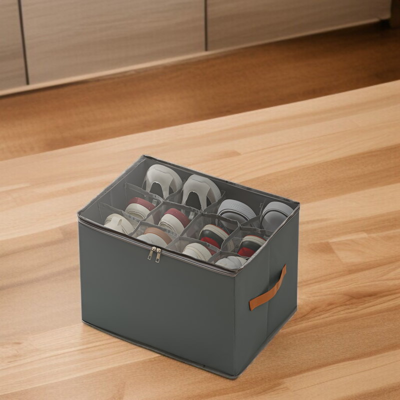 仕切り付き 靴収納ボックス 衣類・雑貨対応 折りたたみ式