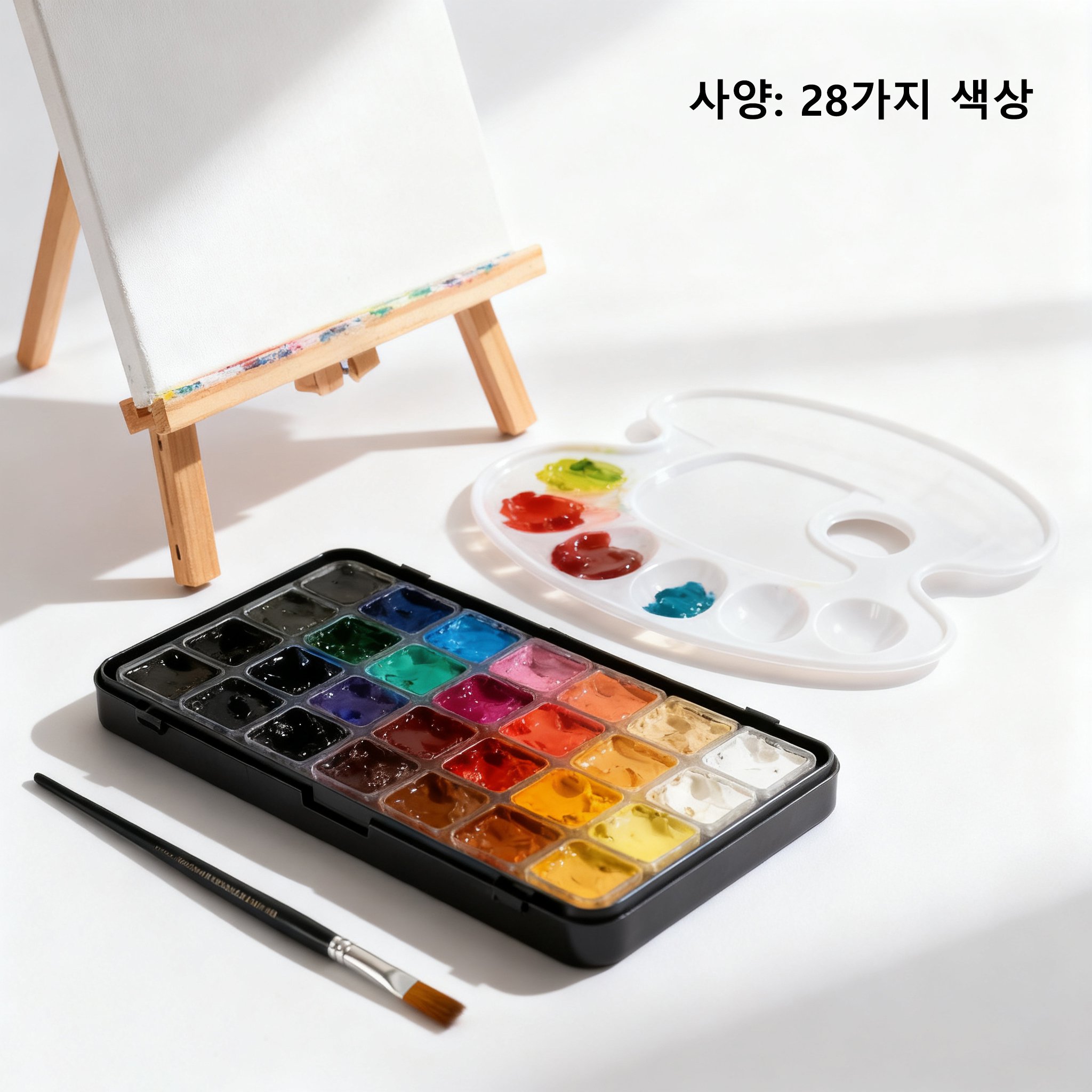 다양한 색상의 수채화 물감 튜브 배열