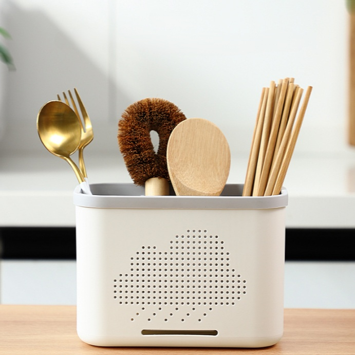 다기능 가정용 수납함 젓가락통 주방 정리대 물빠짐 식기 수납함