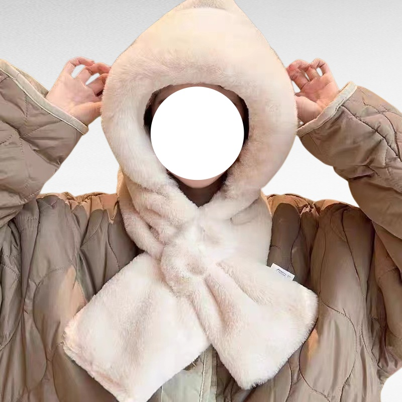  귀여운 귀 보호 방한 모자 목도리 일체형