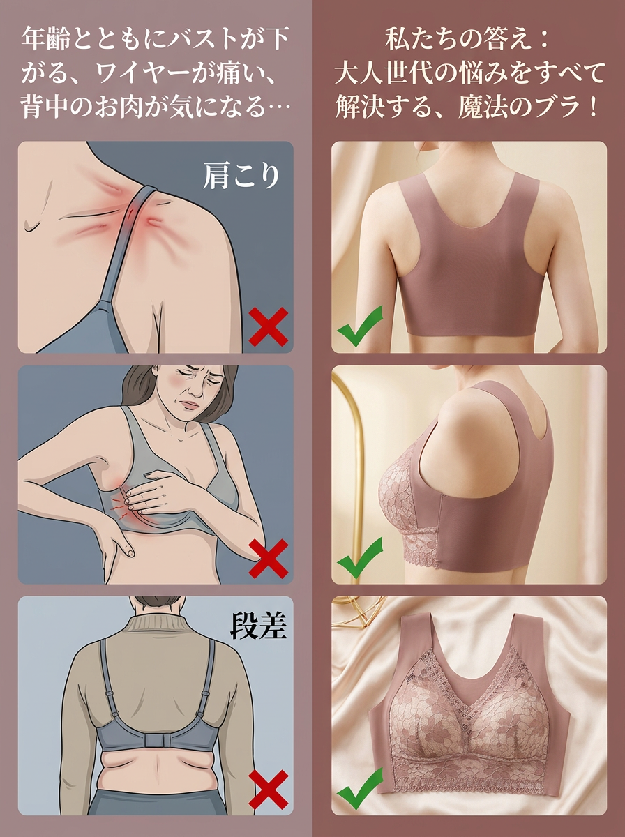 大きな胸を小さく見せるレースブラ