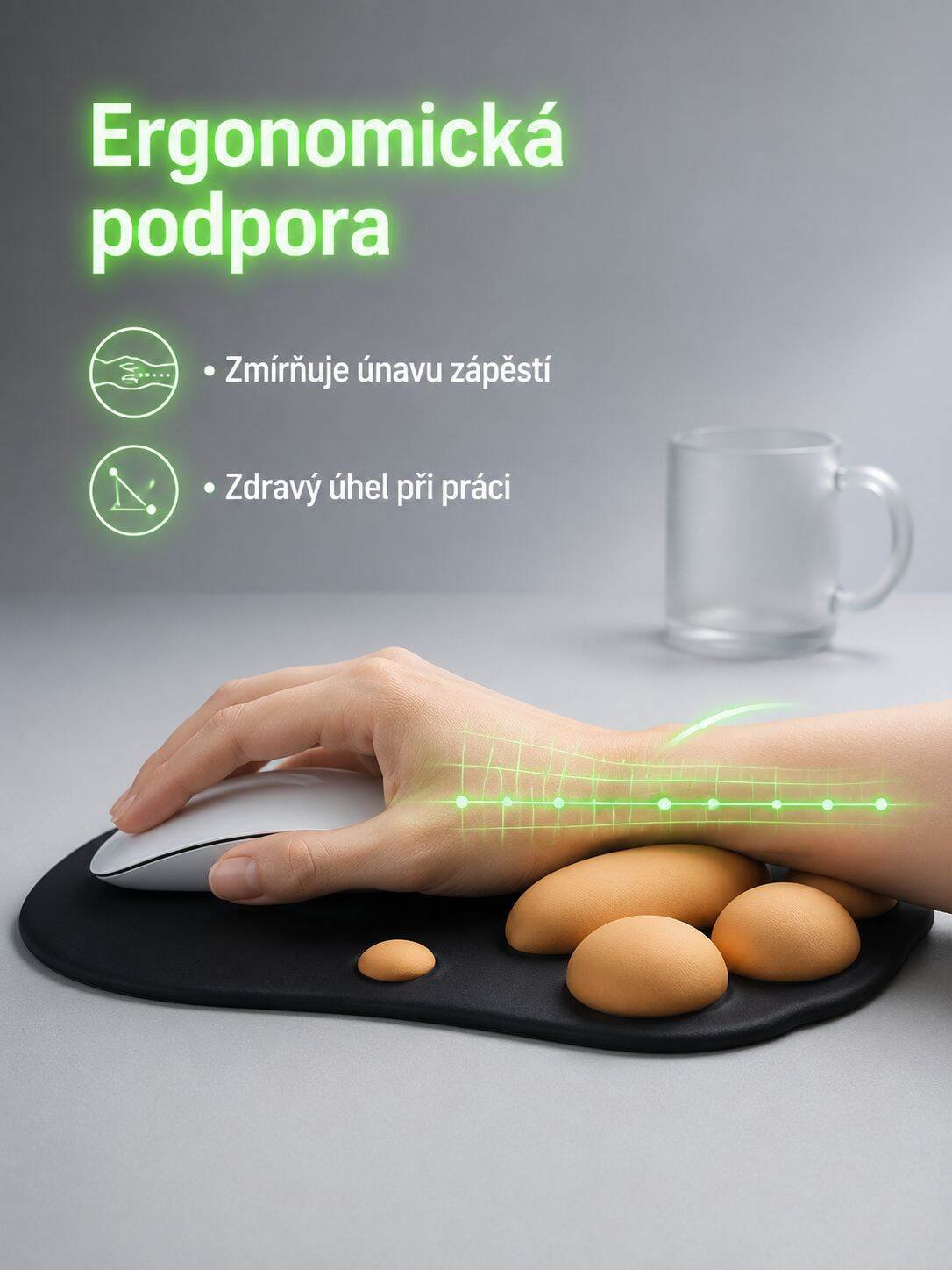 Ergonomická podložka pod myš s opěrkou zápěstí