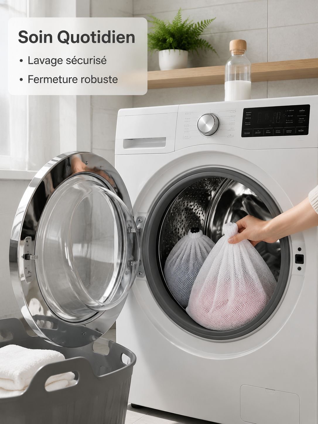 Ensemble de 4 sacs à linge renforcés anti-déformation, filet fin et épais à cordon