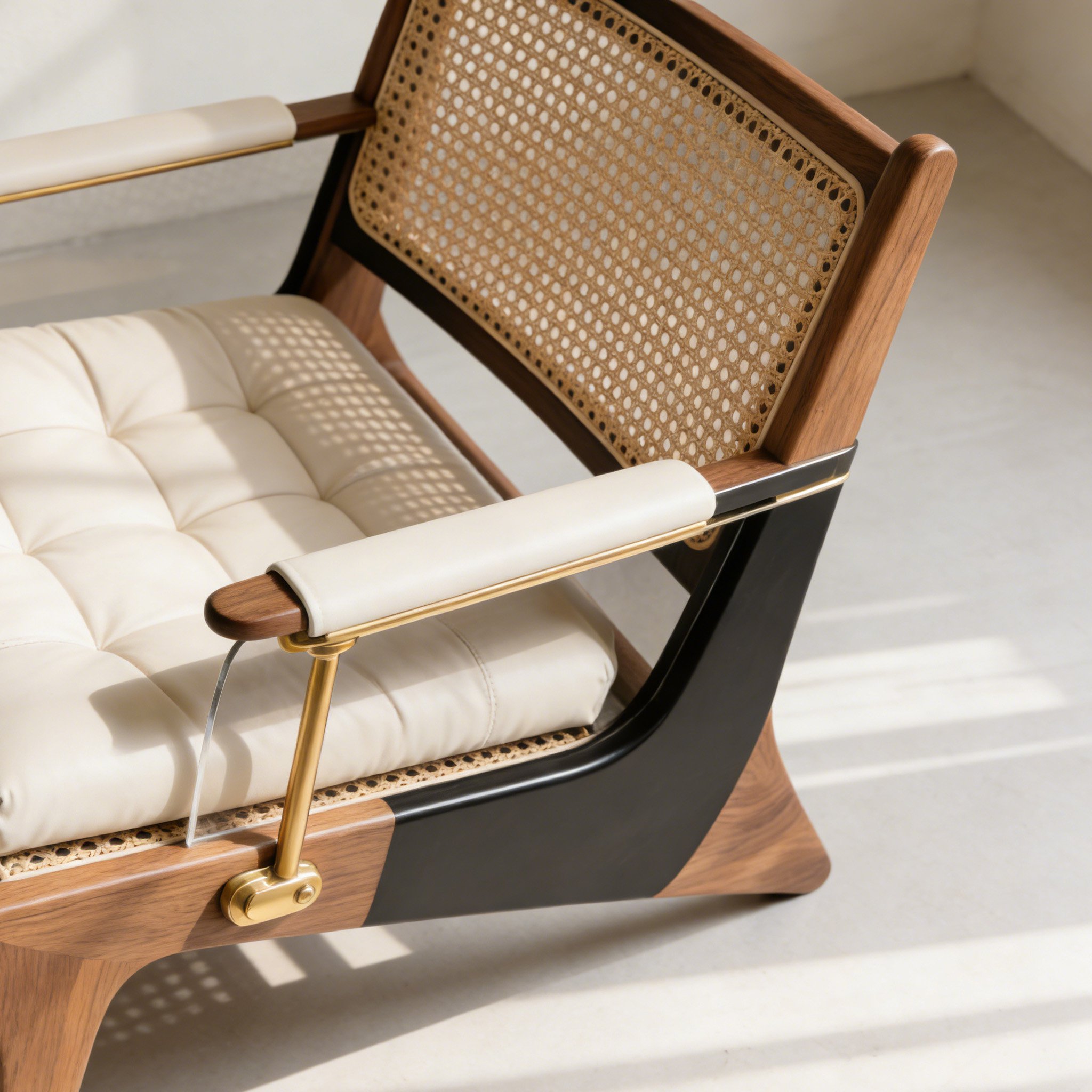 เก้าอี้ไม้หวายแบบมีที่เท้าแขน