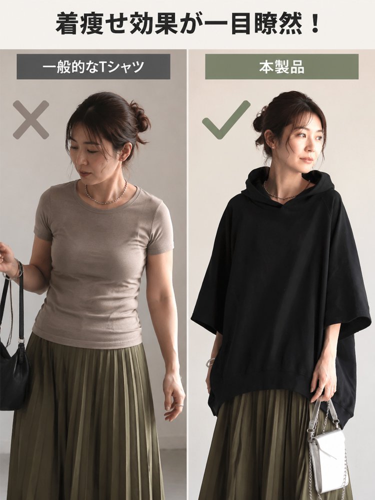 夏仕様フード付き半袖シャツ