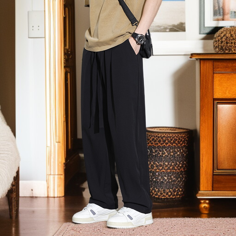 남녀 빅사이즈 캐주얼 팬츠 하이 통기 일자 트레이닝 팬츠 아이스 팬츠 남 여름 속건 캐주얼 팬츠