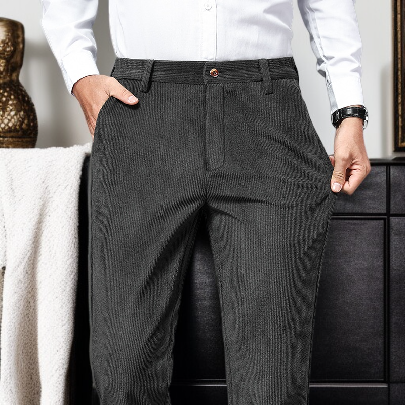 メンズゆったり棒ズボンパンツノンアイロン太いセクションストレートコーデュロイメンズパンツ