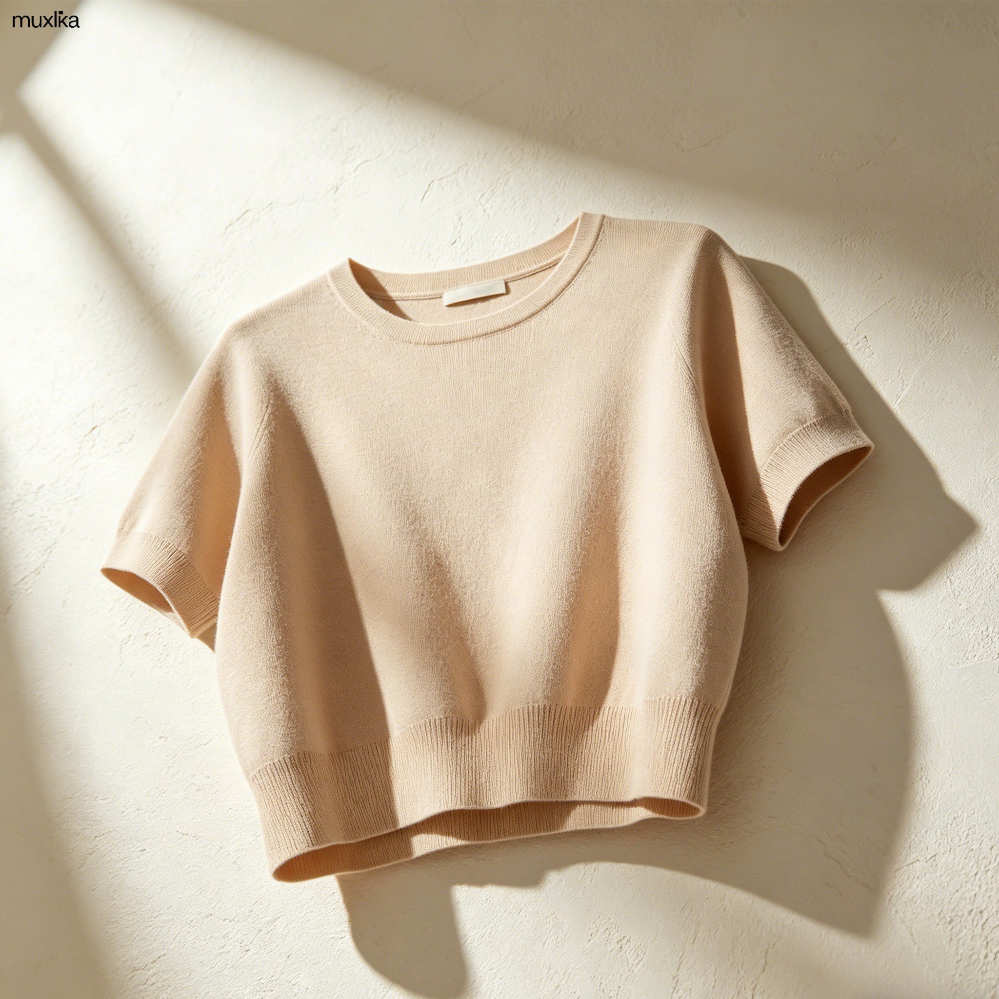 細見え効果のあるニットトップス着用例