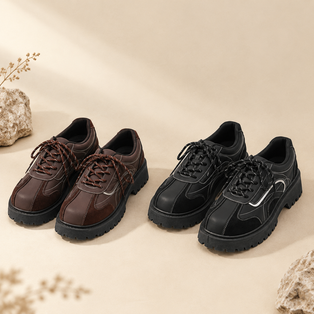 영국 클래식 더비 남성 가죽 신발 키높이 캐주얼 스타일