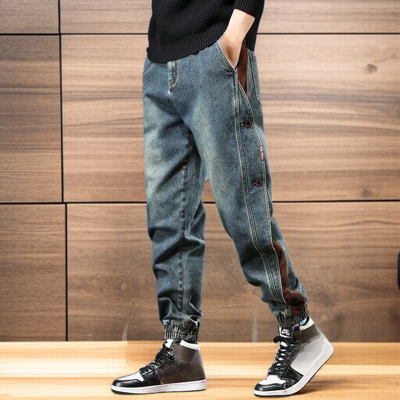 아메리칸 하이 스트리트 신상 패치워크 카고 바지 남성 2025년 가을 패션 브랜드 루즈핏 캐주얼 조거 데님 팬츠