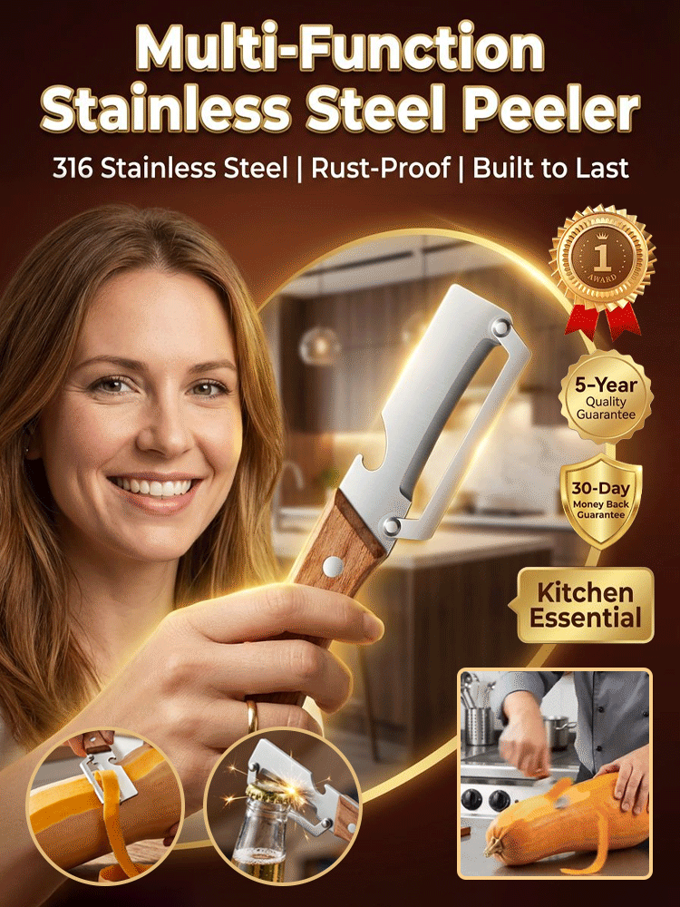 Multi-functional stainless steel peeler