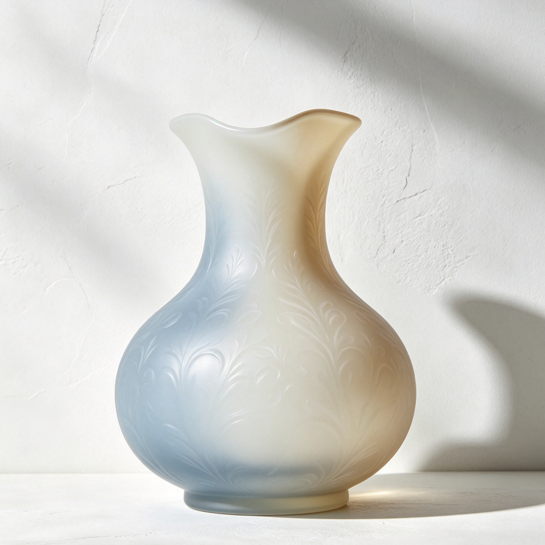 Set of 2 embossed frosted art vases for modern home décor