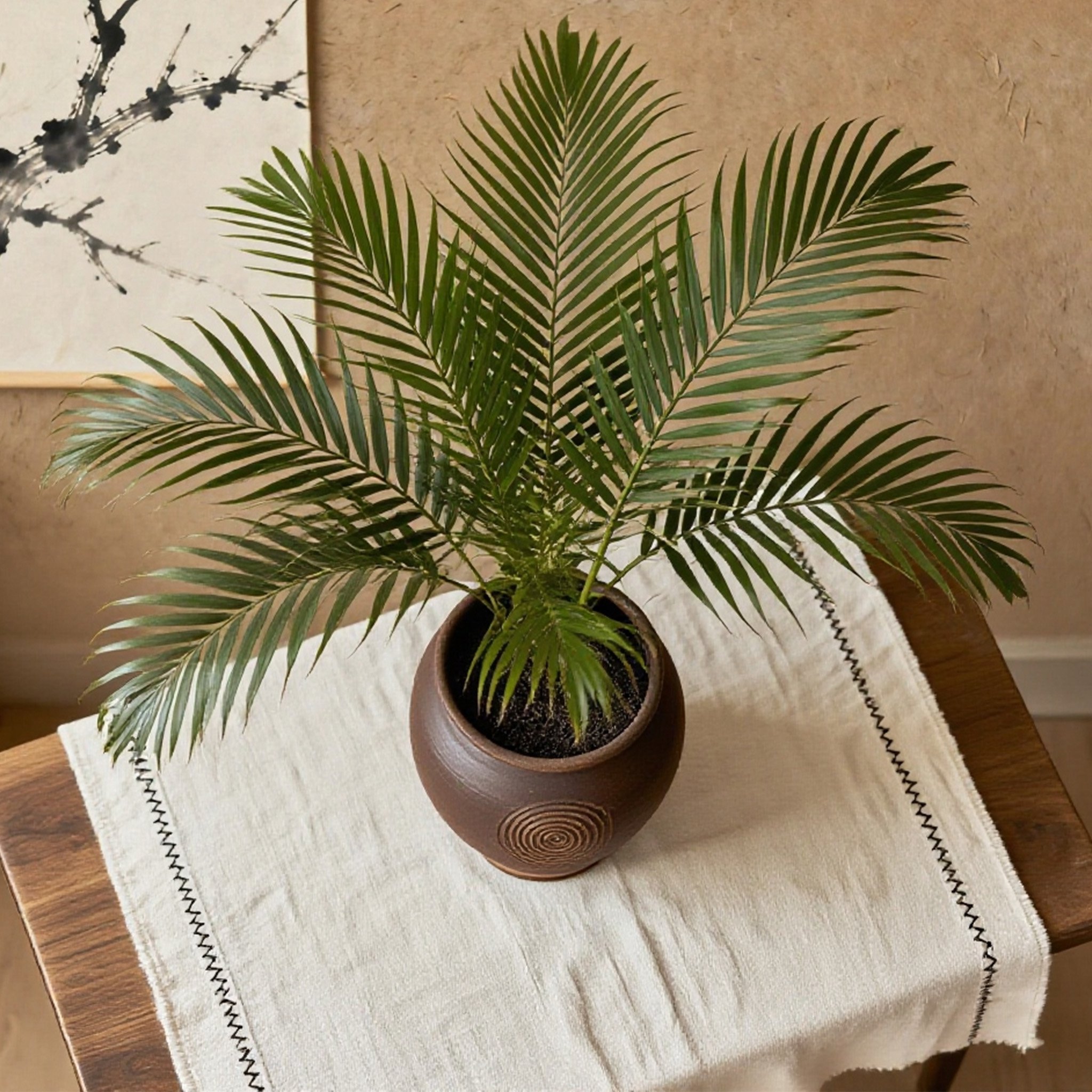 ต้นหมากเหลืองในกระถางใบใหญ่สำหรับสำนักงาน