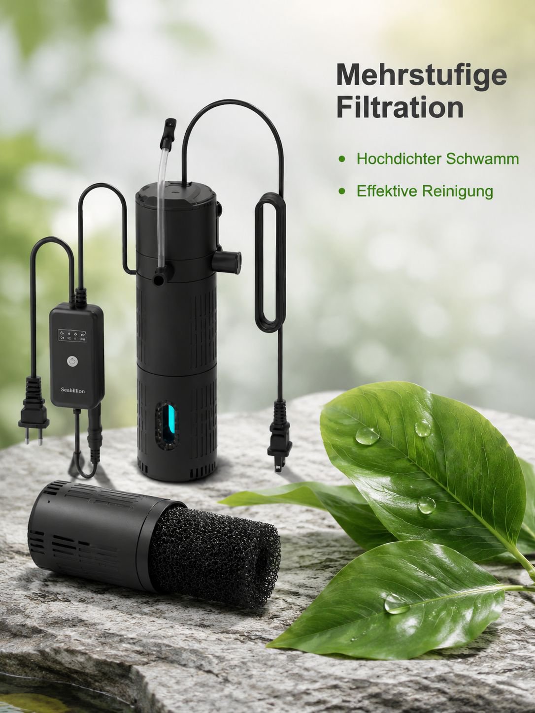 Integriertes Filtervlies der Aquariumfilterbox