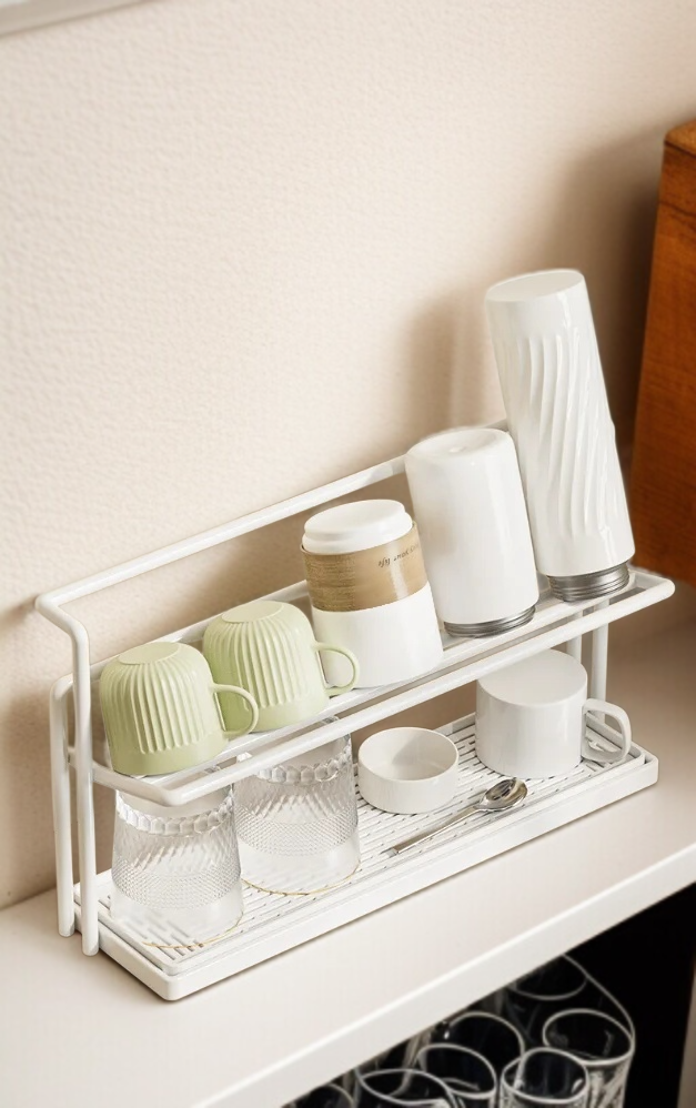 대나무 커버가 있는 세라믹 컵 홀더