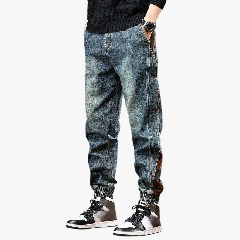 아메리칸 하이 스트리트 신상 패치워크 카고 바지 남성 2025년 가을 패션 브랜드 루즈핏 캐주얼 조거 데님 팬츠