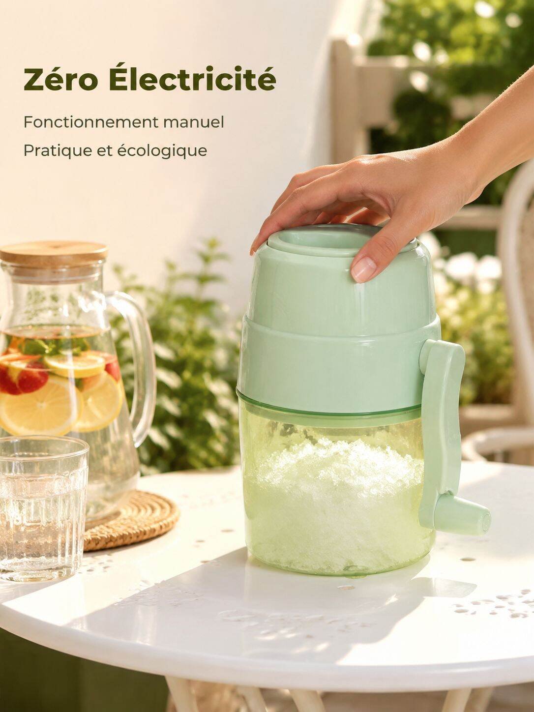 Broyeur à glace manuel pour la maison, petit appareil pour glace râpée et granités