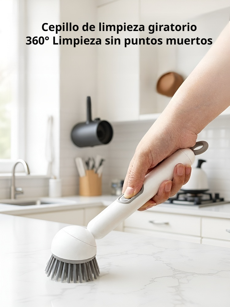 Cepillo de limpieza rotatorio y ajustable para sartenes