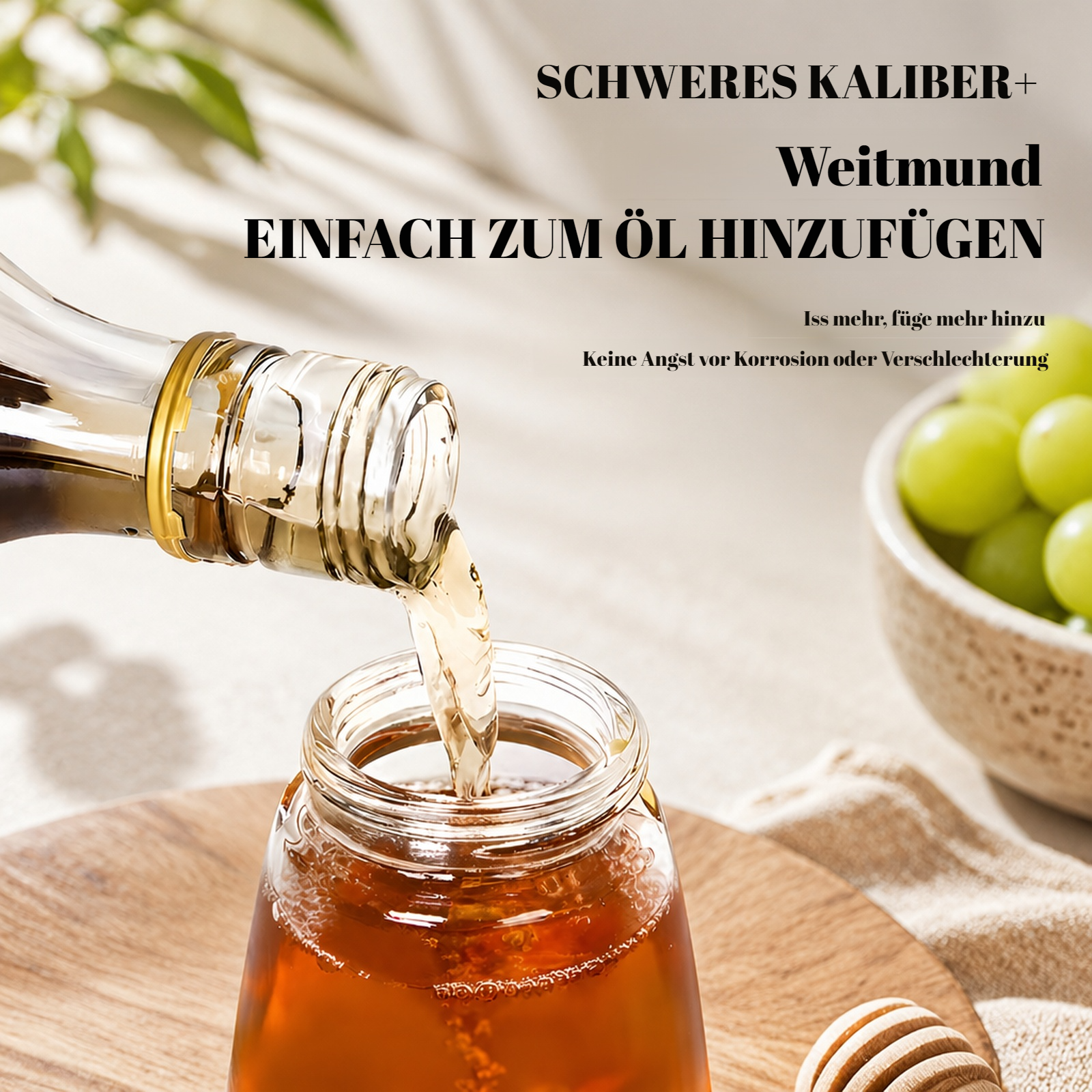 Multifunktionale Glasölflasche, Küchenbehälter für Sojasauce und Essig, Outdoor Ölbehälter