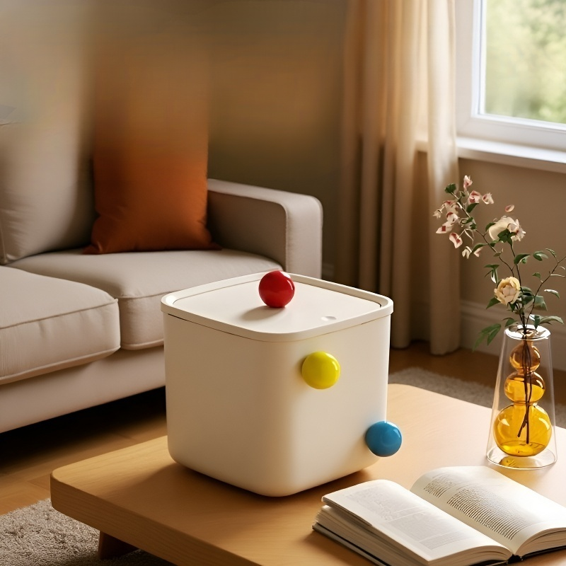 Mini cubo de almacenamiento multifuncional de mesa con banda de cuero para accesorios de cabello