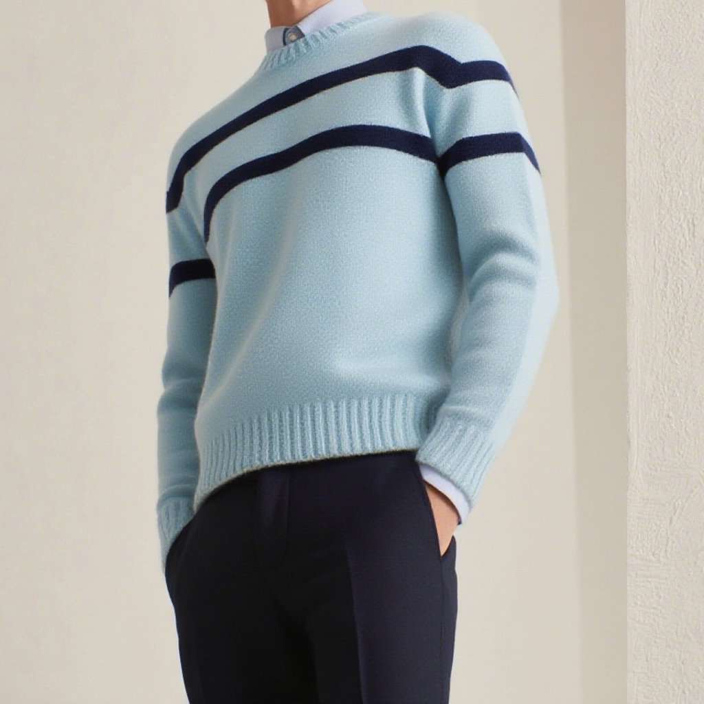 남성용 파란색 니트 스웨터