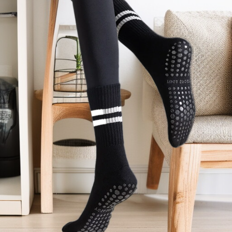 滑り止め付きスポーツヨガロングソックス