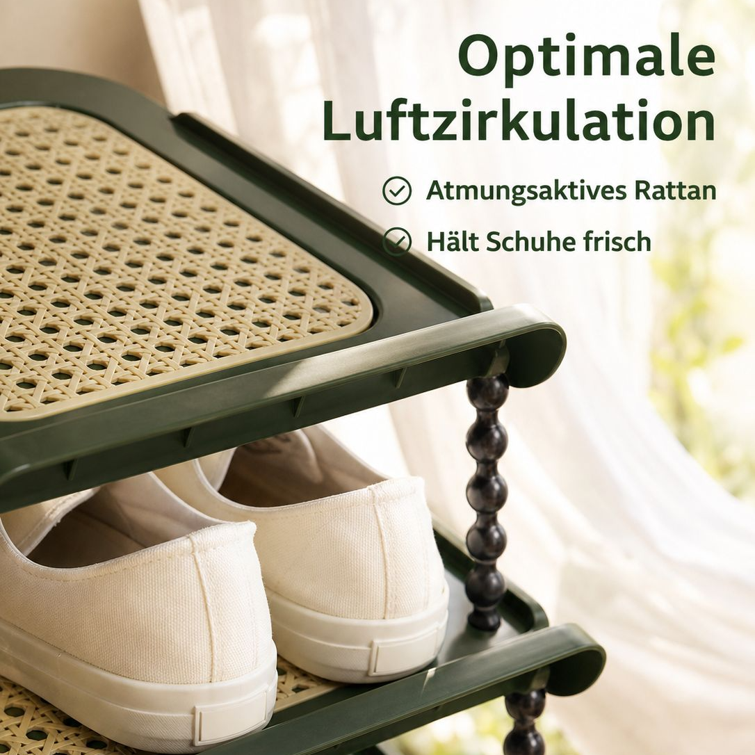 Standschuhregal aus Rattan, schräg, mehrlagig und vielseitig einsetzbar