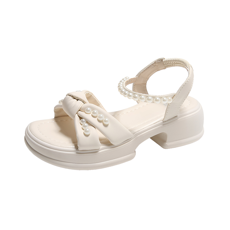 2025年夏の新作サンダル、妖精風厚底サンダル、レディースファッションパールレディースシューズ、小さめの香り風厚底サンダル、レディースサンダル
