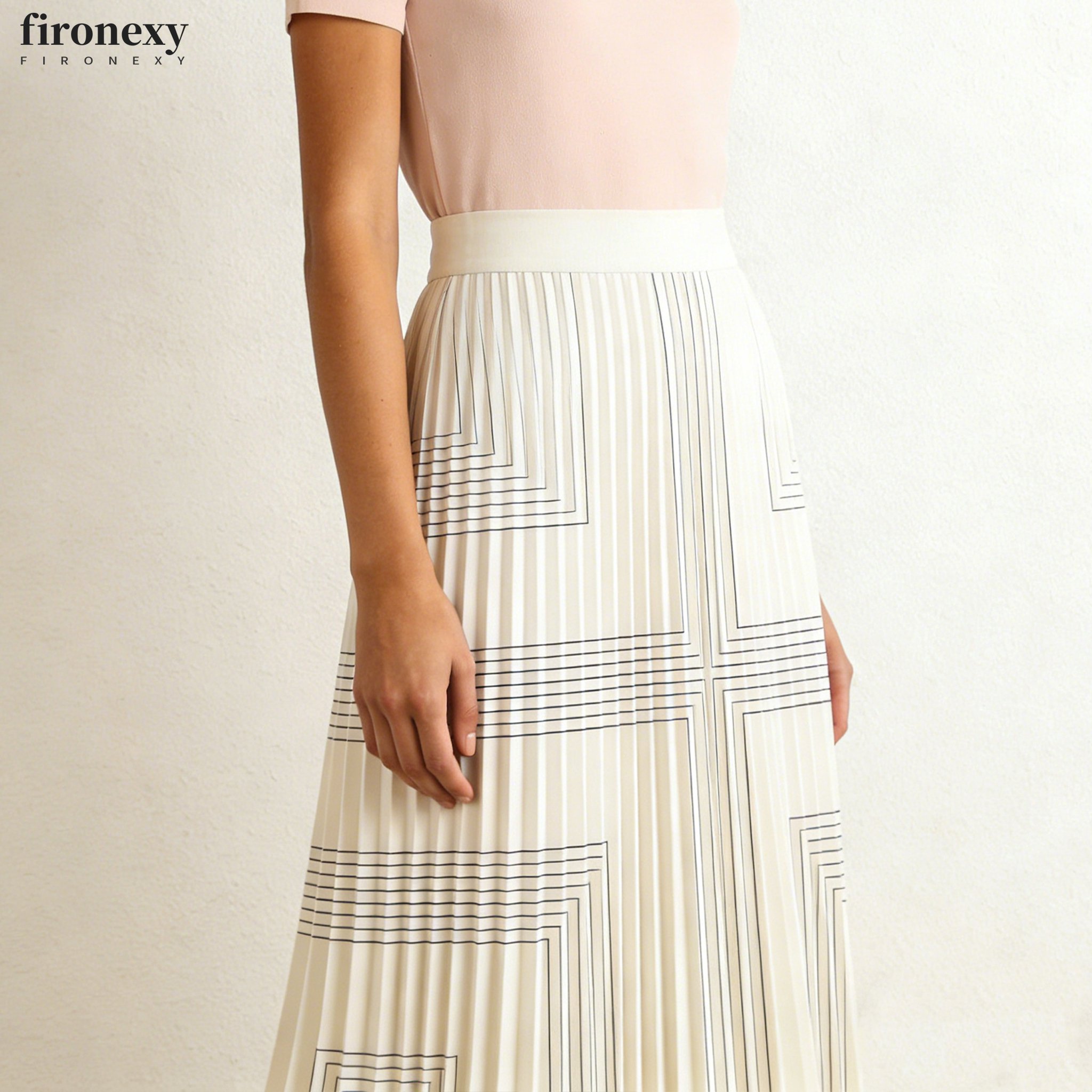 플리츠 미디 스커트