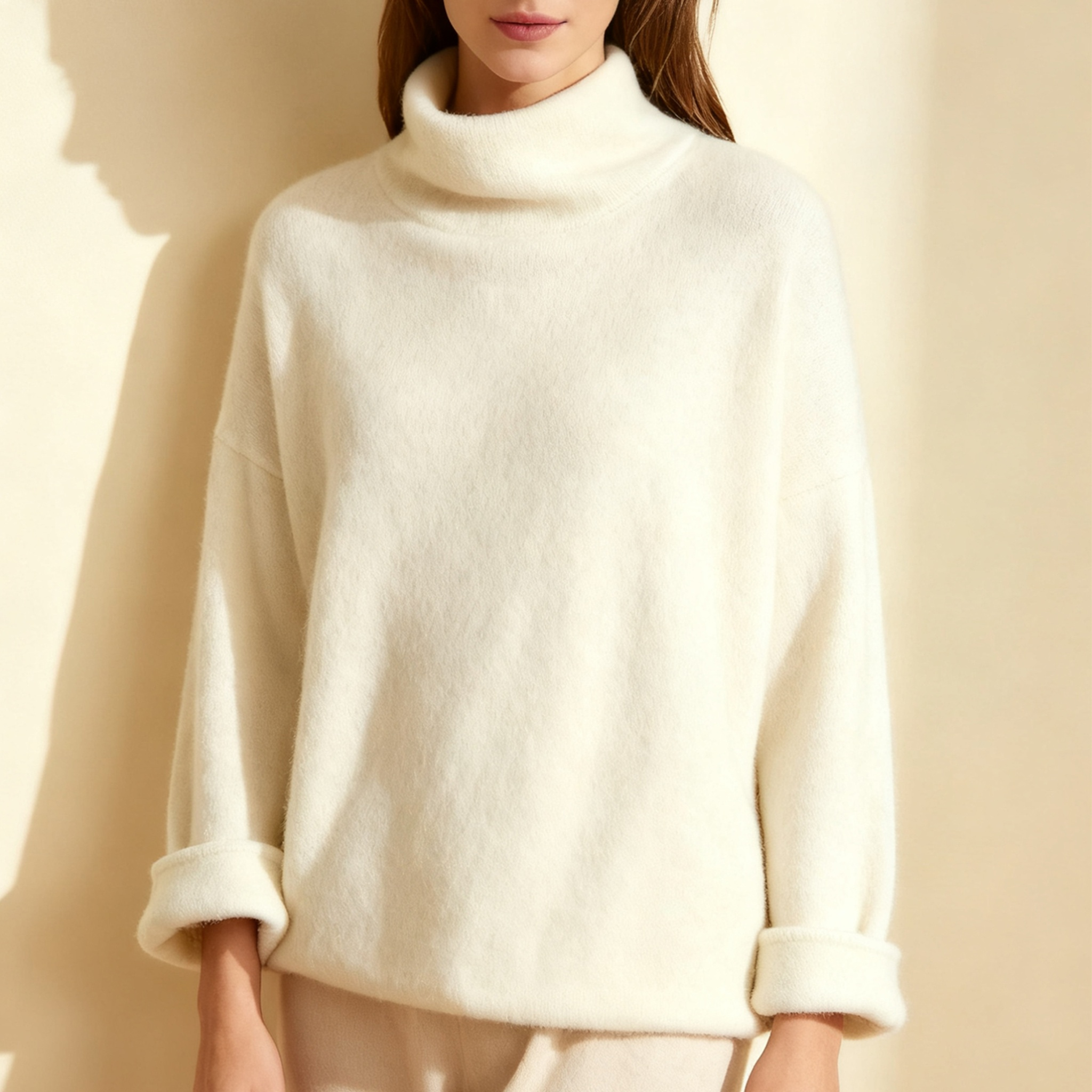 미색 니트 스웨터