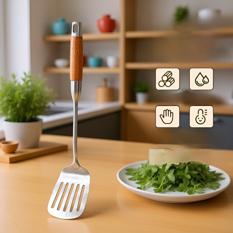 로즈우드로 만든 스테인리스 스틸 주방 주걱