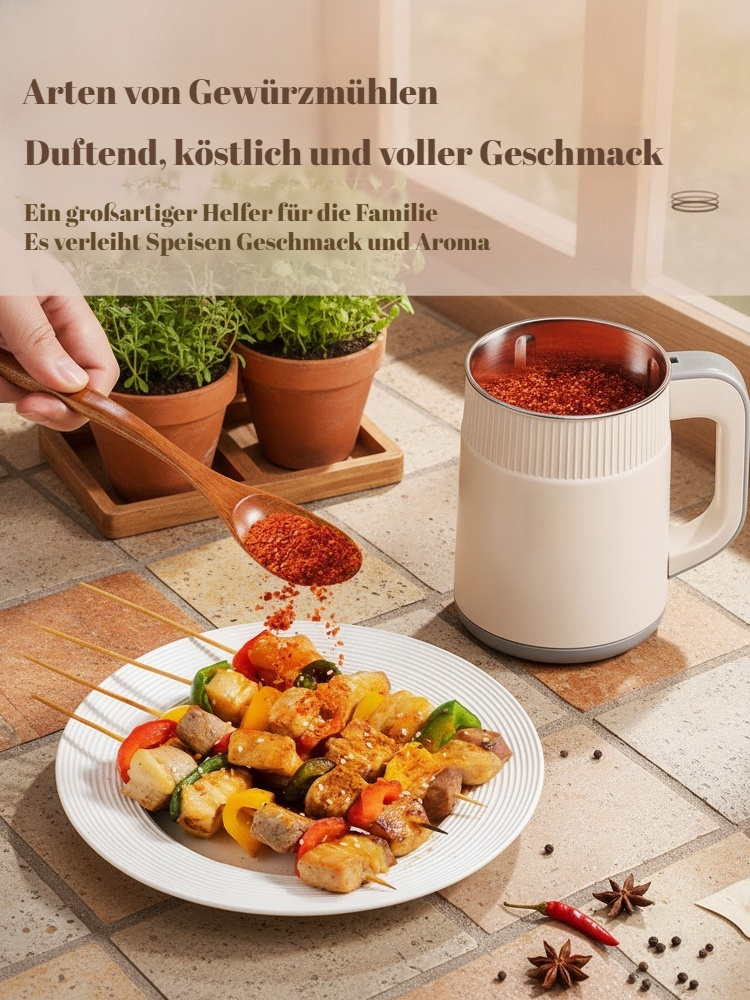 Kompakte Mühle für trockene Chilis, chinesische Kräuter und Getreide