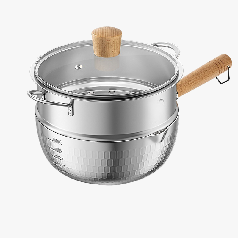 아기 가정용 나무 손잡이 찌개냄비 작은 이유식 냄비 일본식 스텐 라면 냄비