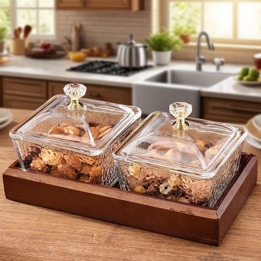 가정용 유리 칸막이 말린 과일 수납판