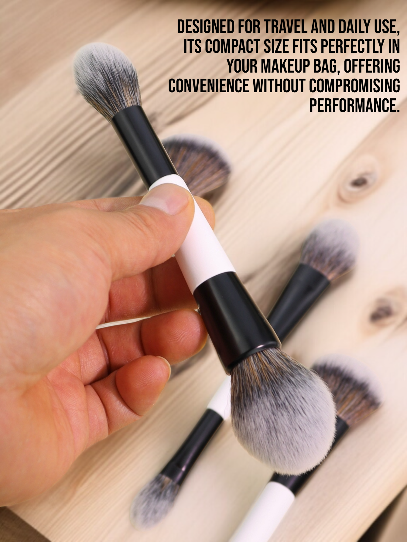 Double-ended makeup brush for blending and contouring