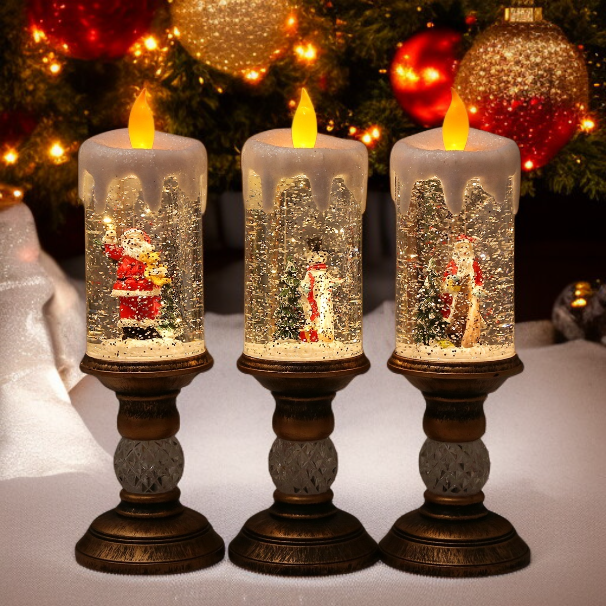 불빛이 은은하게 퍼지는 크리스마스 데코 양초