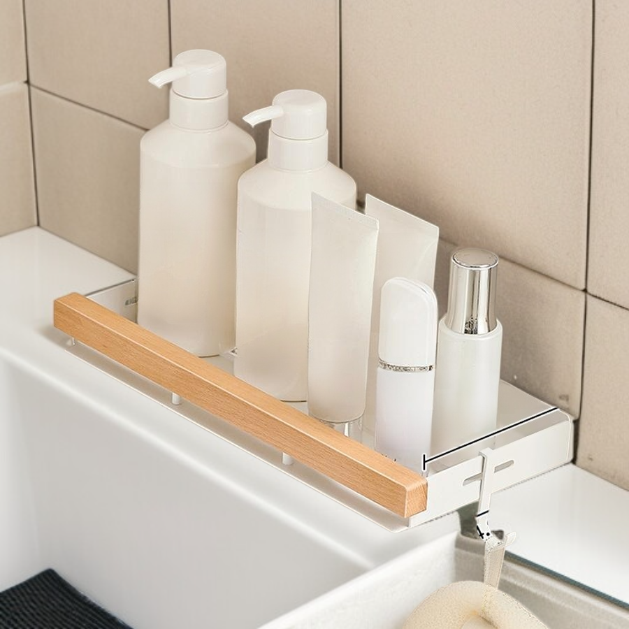 Bathroom toilet rack punch-free toilet wash basin wall-mounted tripod solid wood black walnut