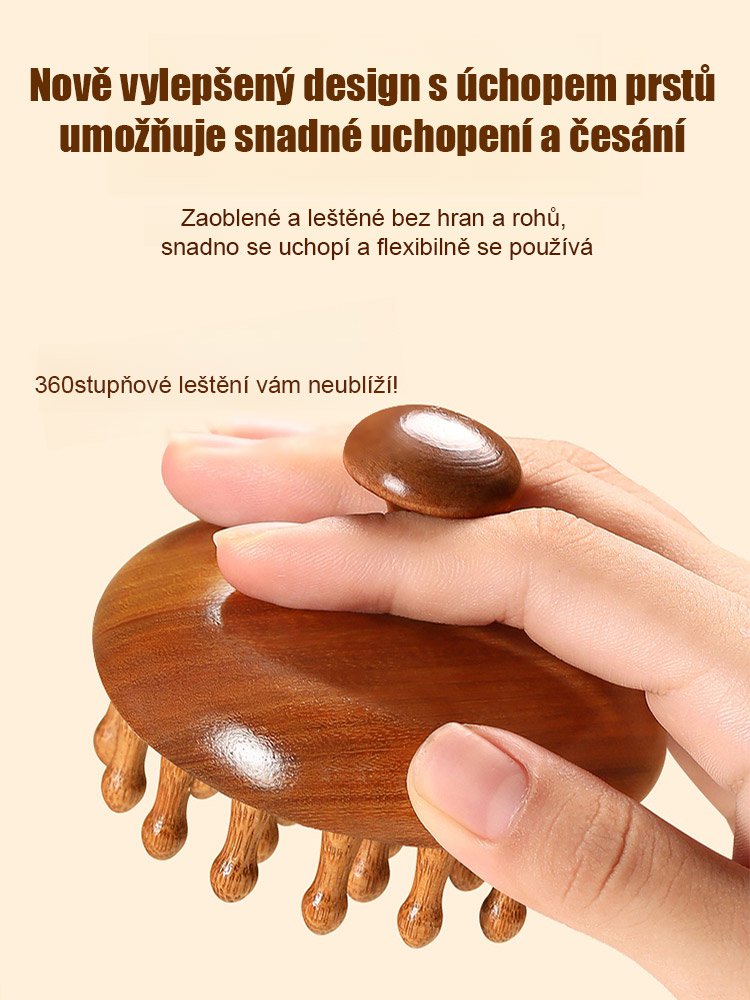 Masážní hřeben z dřeva zlatého santalového dřeva