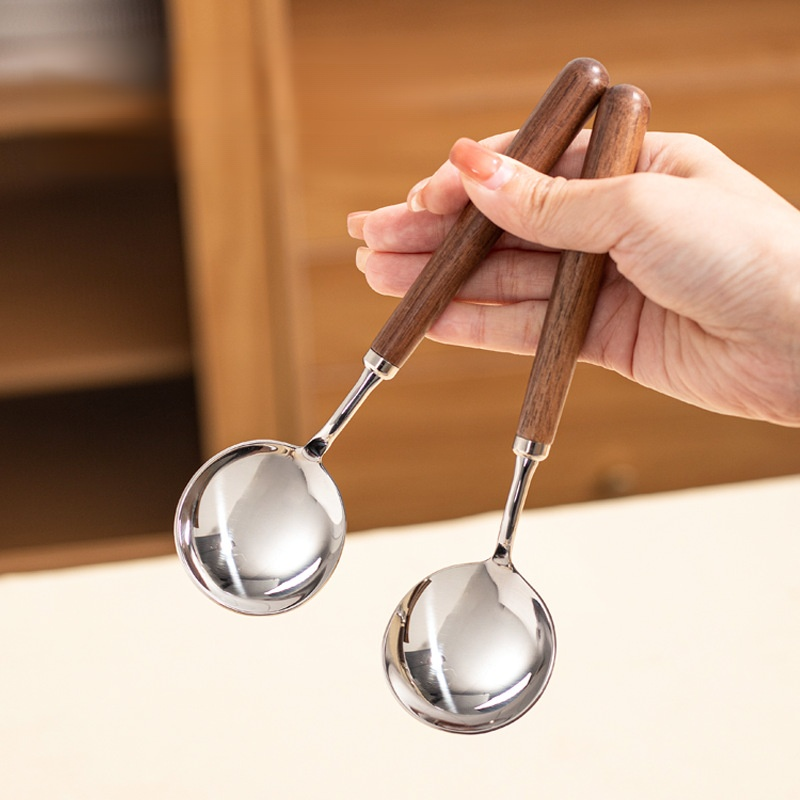 Stainless steel walnut wood spoon