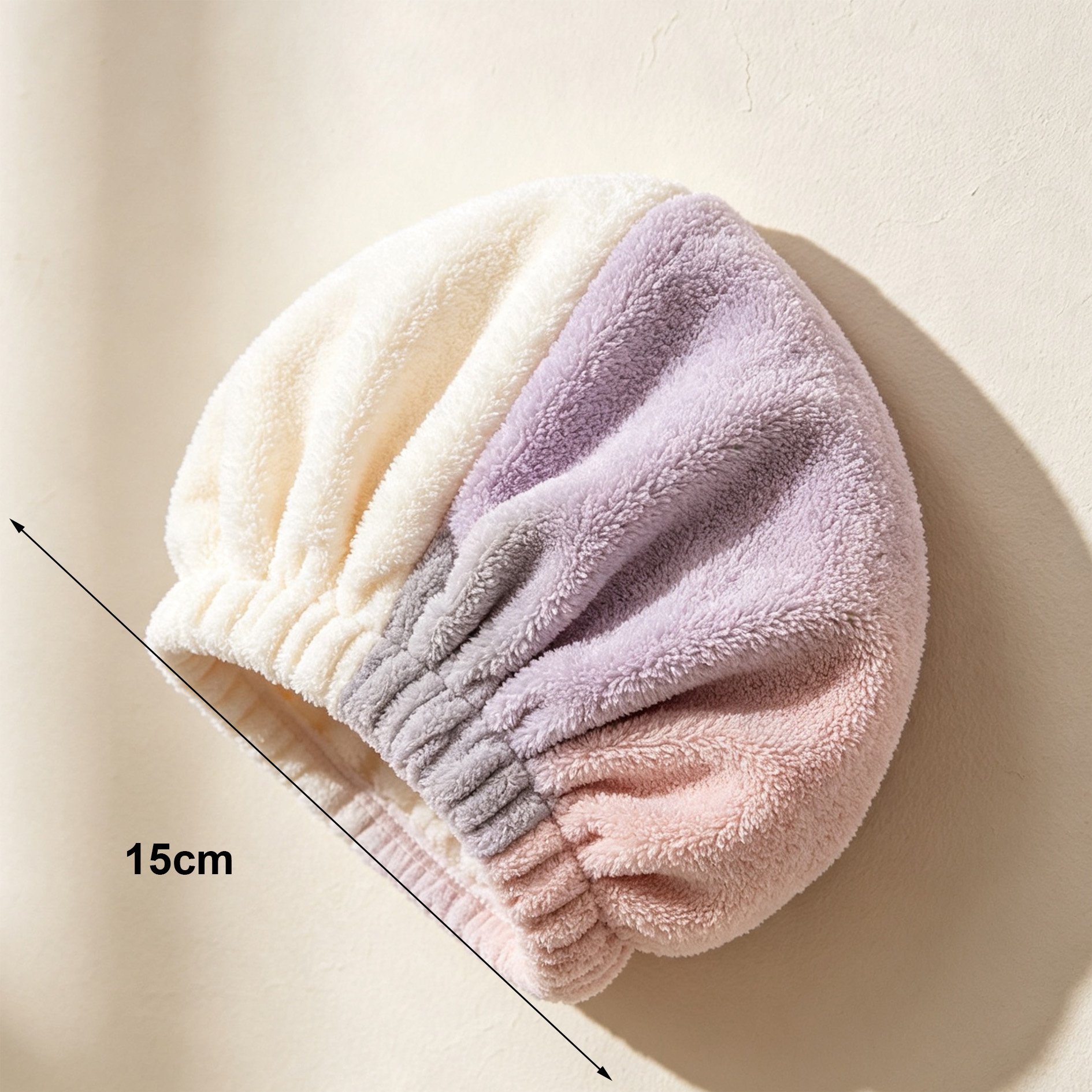 Set of 5 coral fleece hair drying caps in assorted colors