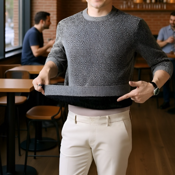 남자 추동 자카드 스웨터 남 기모 니트 레깅스 남자 니트 자카드 니트 레깅스