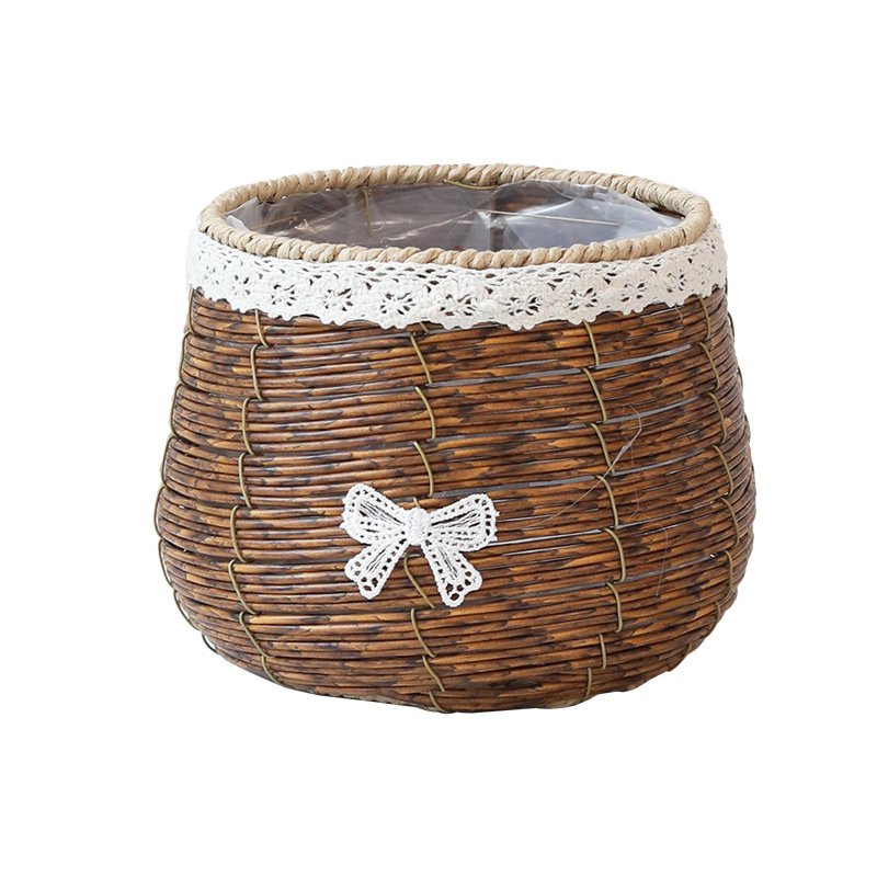 家庭用フラワーラタンバスケット 装飾収納かご