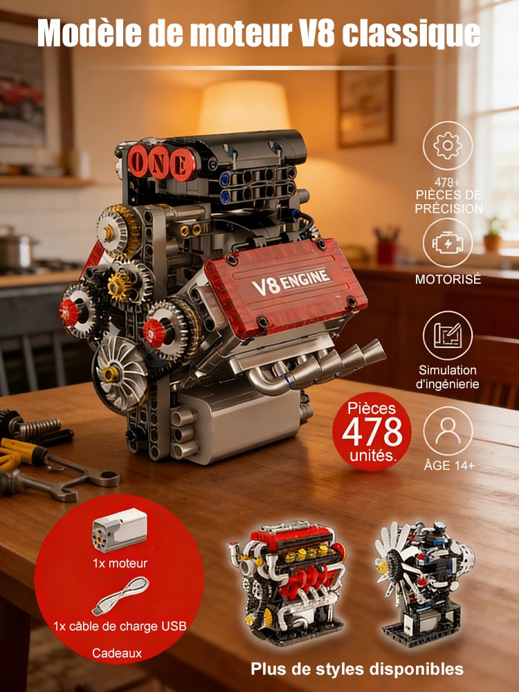 【Véritablement Démarrable】Groupe Motopropulseur Mécanique à Moteur V8