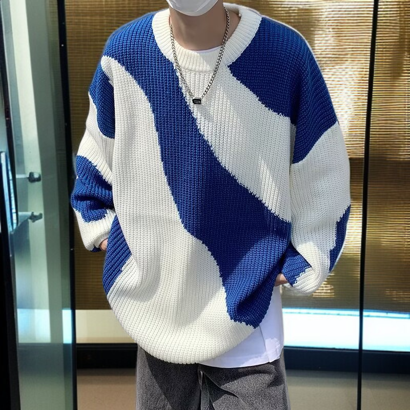 セーター男性長袖ニットカジュアルプルオーバー丸首ゆるいセーター