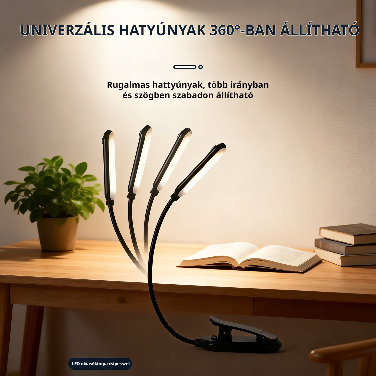 LED mini szemvédő asztali lámpa, diákok számára, USB-s tölthető tanulólámpa