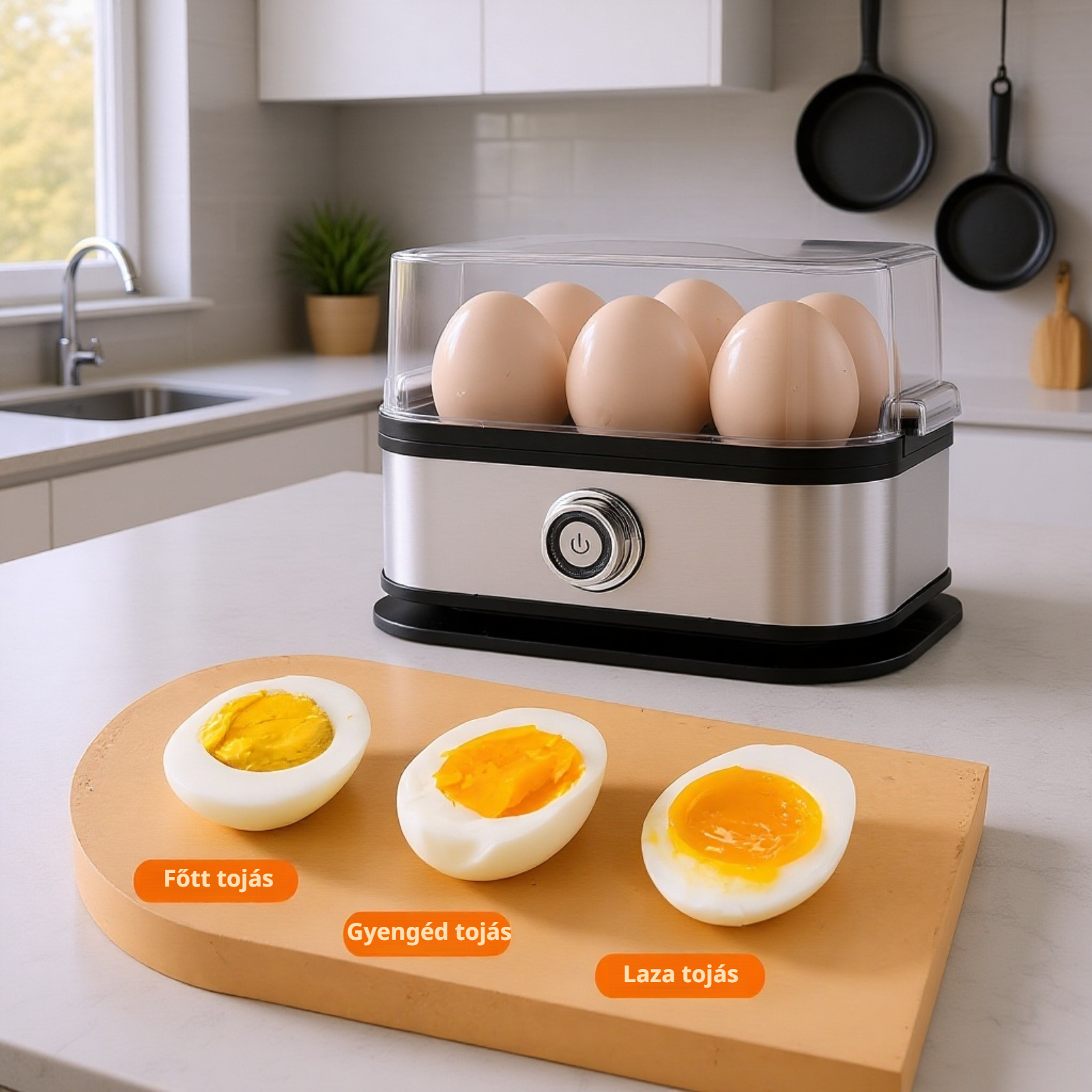 Többfunkciós tojásfőző rozsdamentes acélból