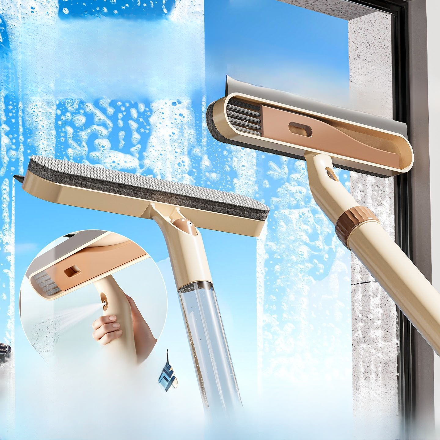 Extendable Liquid Glass Squeegee, Household Cleaning Tool
